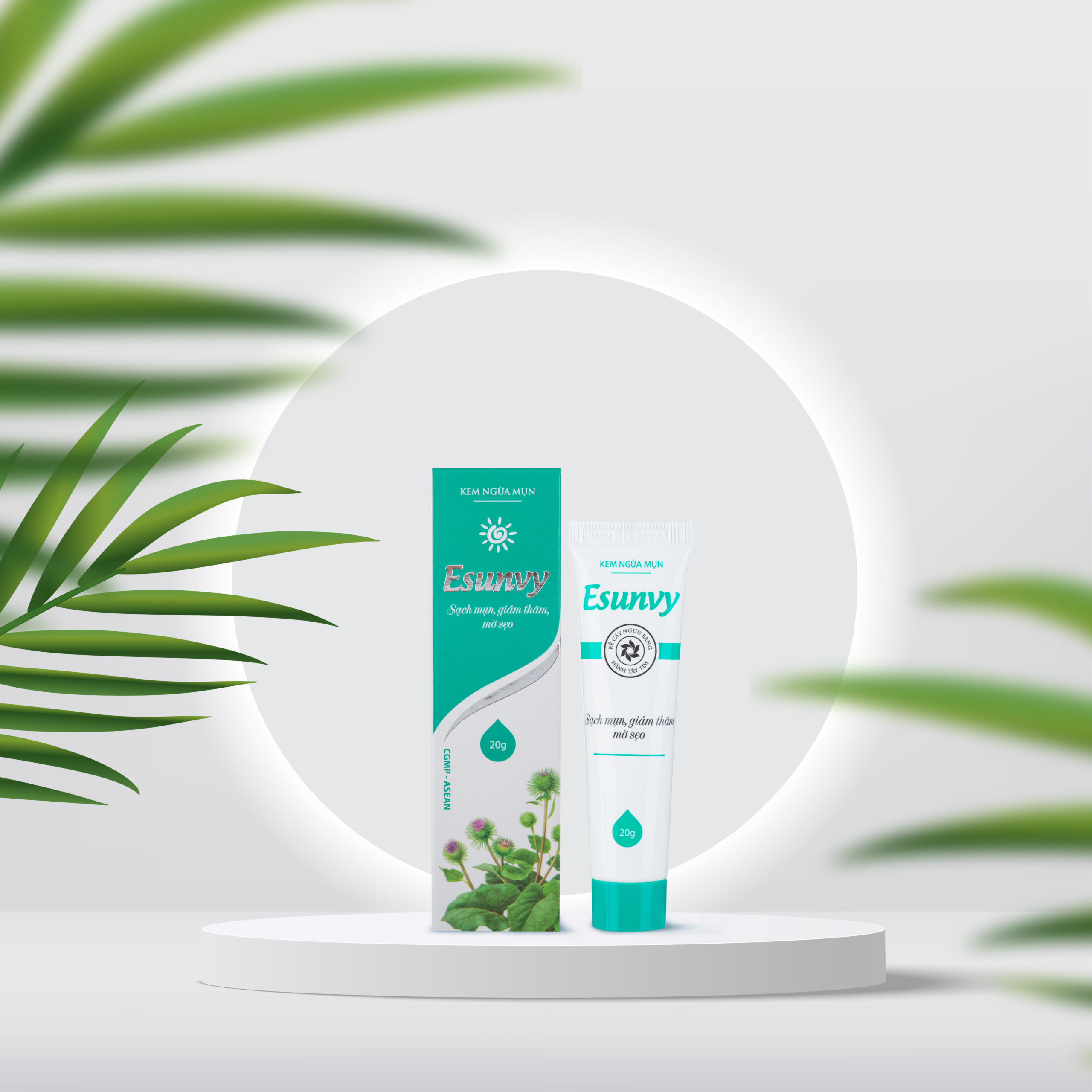 kem ngừa mụn esunvy rễ cây ngưu bàng hành tây tím 