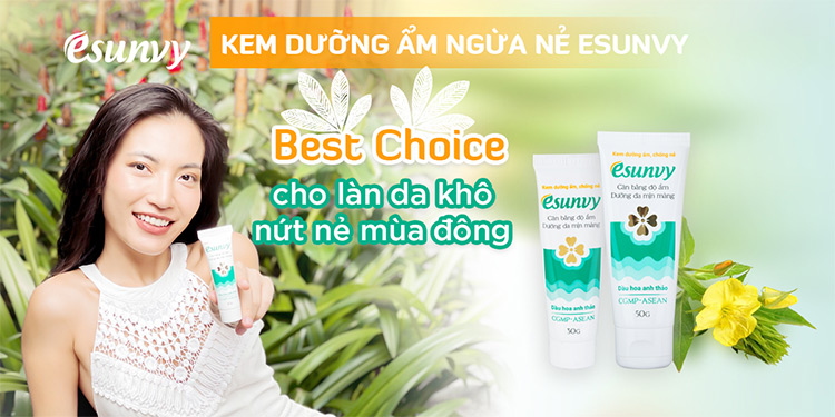 Dưỡng da với kem dưỡng ẩm Esunvy có thành phần khóa ẩm tối ưu